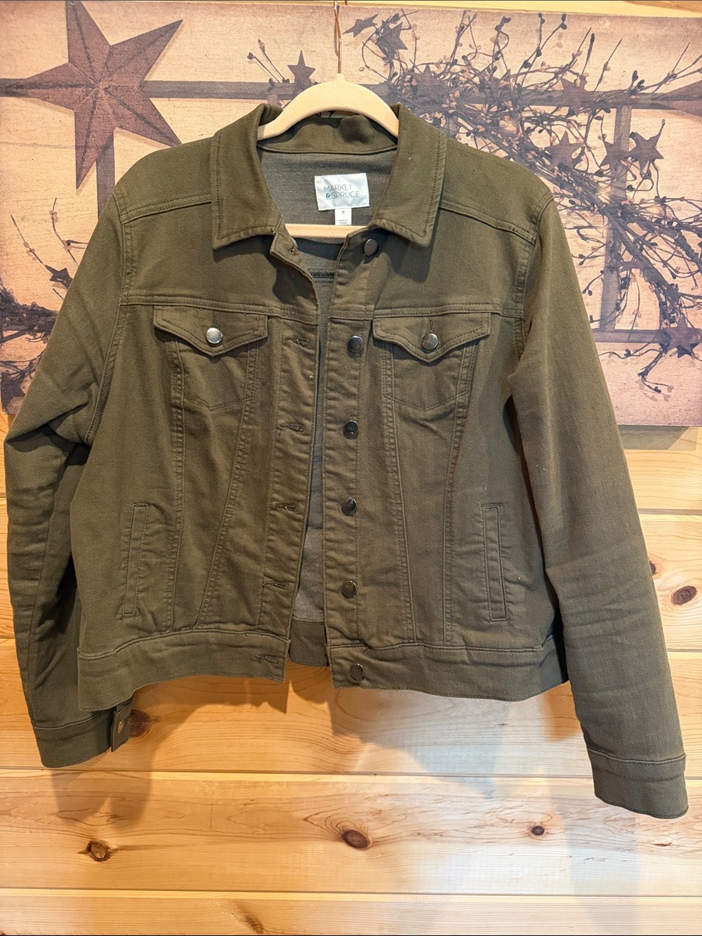 Market and Spruce Olive Green Utility Jean Jacket size 1X